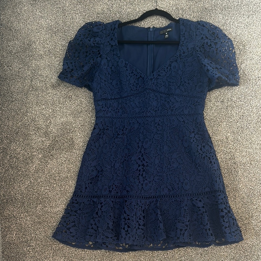 Aqua Elegant Navy Lace Dress